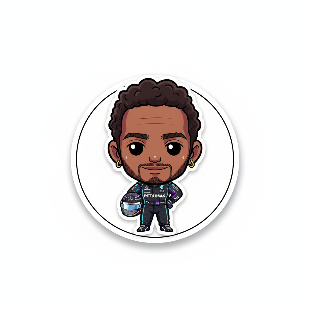 Lewis Hamilton Chibi - F1 Mobile Phone Sticker