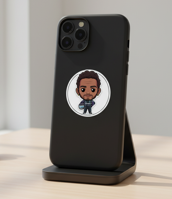 Lewis Hamilton Chibi - F1 Mobile Phone Sticker - Image 2